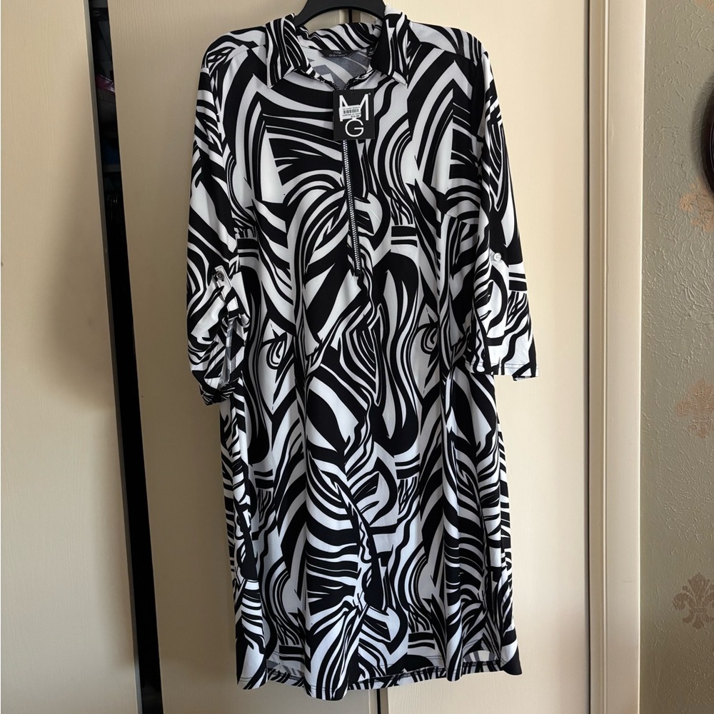Mlle Gabrielle Monochrome Zebra Dress